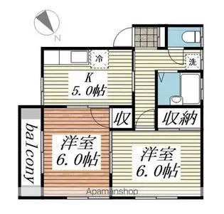宮川コーポD【2階】の間取り