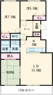 ペルル千歳【1階】の間取り