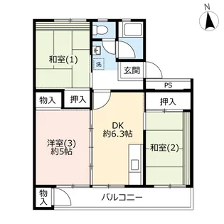 UR奈良北【3階】の間取り