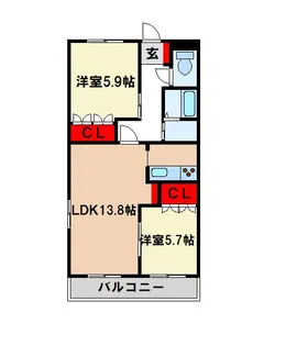 コア・やすのII【2階】の間取り