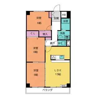 サウスリバーサイドKANO【6階】の間取り
