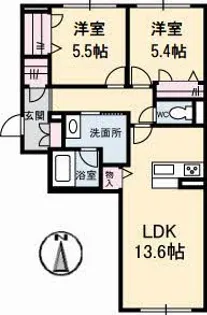 BEREO蔵本元町【BELS認証】【3階】の間取り