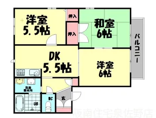 サンプレイス貝塚【1階】の間取り
