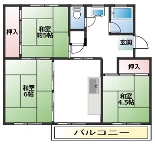 高塚団地2街区1号棟【2階】の間取り