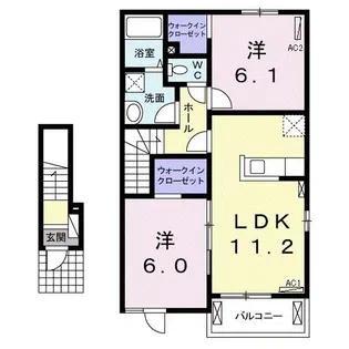 プラシード エスケーオー【2階】の間取り