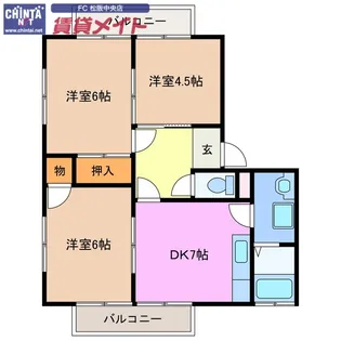 コーポ駅部田【2階】の間取り
