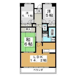 グラスランド21【7階】の間取り