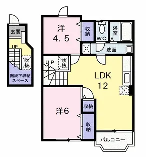 徳島県板野郡上板町上六條【アパート】の間取り