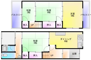 大阪府八尾市明美町2【一戸建】の間取り