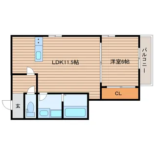 1LDKの間取り画像