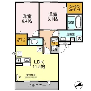 大阪府大東市平野屋1【アパート】の間取り