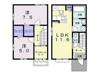 アウローラ吉田C【1階】の間取り