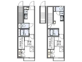 レオパレス谷中 高野荘【1階】の間取り