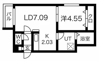 ラピスブラオ厚別中央【4階】の間取り