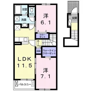 リアン レーヴI【2階】の間取り