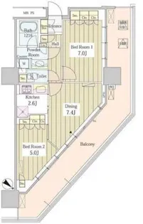 ユニゾンタワー【11階】の間取り