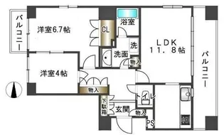 藤和シティホームズ三鷹禅林寺通り【2階】の間取り