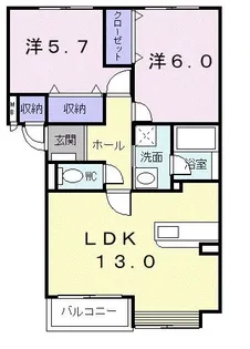 ヴィラ・エルンテ平和通II【3階】の間取り