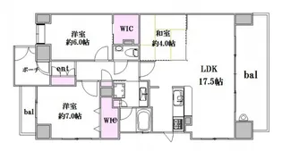パークナード平和大通り【11階】の間取り