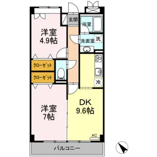 グランディールはるひ野【4階】の間取り