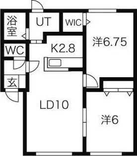 光星ハイツフラット【2階】の間取り
