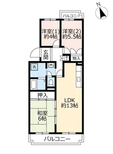UR徳重【3階】の間取り
