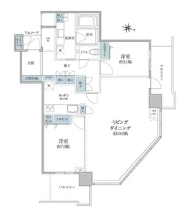 ライオンズタワー月島【24階】の間取り