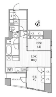ディームス大手町ノース【10階】の間取り