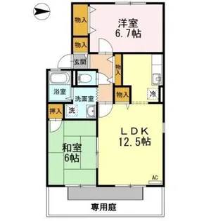 ハイカムールさかいびらき A棟【1階】の間取り