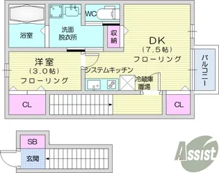 プレモリー長町南 A【2階】の間取り