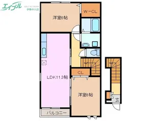 グランシャリオII B【2階】の間取り