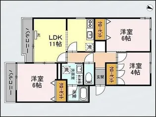 ニューハイツ幸【2階】の間取り