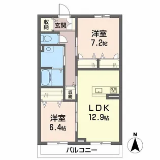 2LDKの間取り画像