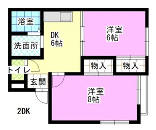 サンハイツ西古松 2DK【3階】の間取り