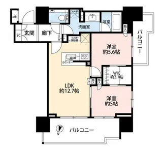 ザ・パークハウス市ヶ谷【5階】の間取り