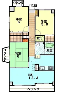 グランビュー麻里布【3階】の間取り