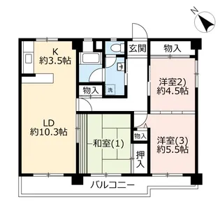 UR下大槻【2階】の間取り