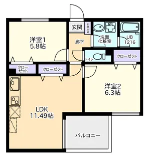 ヴァイデ中村橋【2階】の間取り