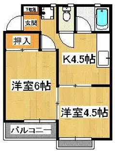 フラット市川大野A棟【1階】の間取り