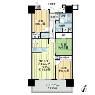 サーパス桟橋通二丁目 503号室【5階】の間取り