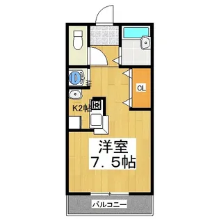 ワンルーム花房【1階】の間取り