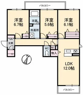 シャーメゾン宮下町【1階】の間取り