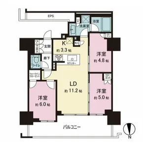 品川イーストシティタワー【17階】の間取り