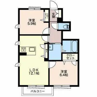 ヴィラ・リリー【1階】の間取り