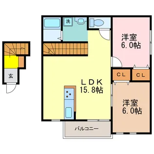 モンレーヴ平津【2階】の間取り