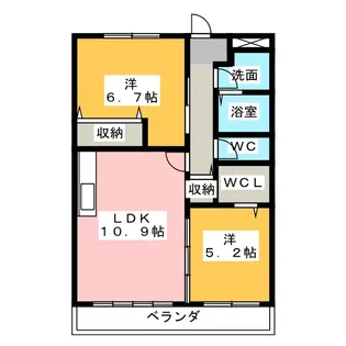 ソレアード穴橋【1階】の間取り