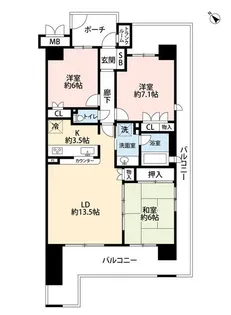 千葉県千葉市美浜区真砂2【マンション】の間取り