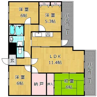 宮之阪ハイツ弐番館【11階】の間取り
