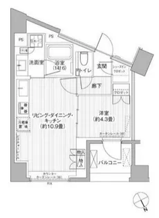 1LDKの間取り画像