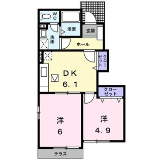 カーサ フェリーチェB【1階】の間取り